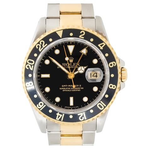 rolex gmt master ii yellow gold steel black dial 16713|rolex 16713 root beer.